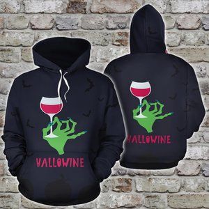 Witch green hand long nails holding wine hoodie 3d